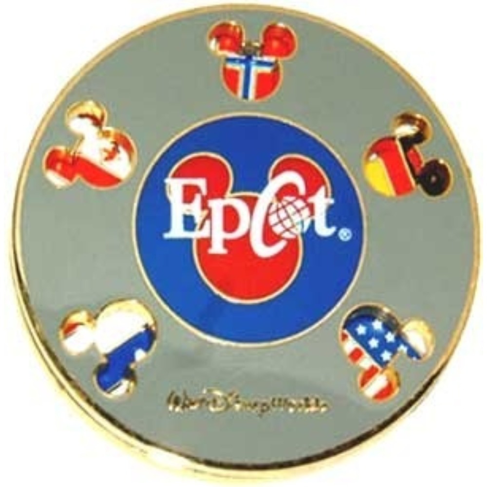 Disney Pin Epcot Flags Spinner Mexico Japan US France Norway China 5166 WDW